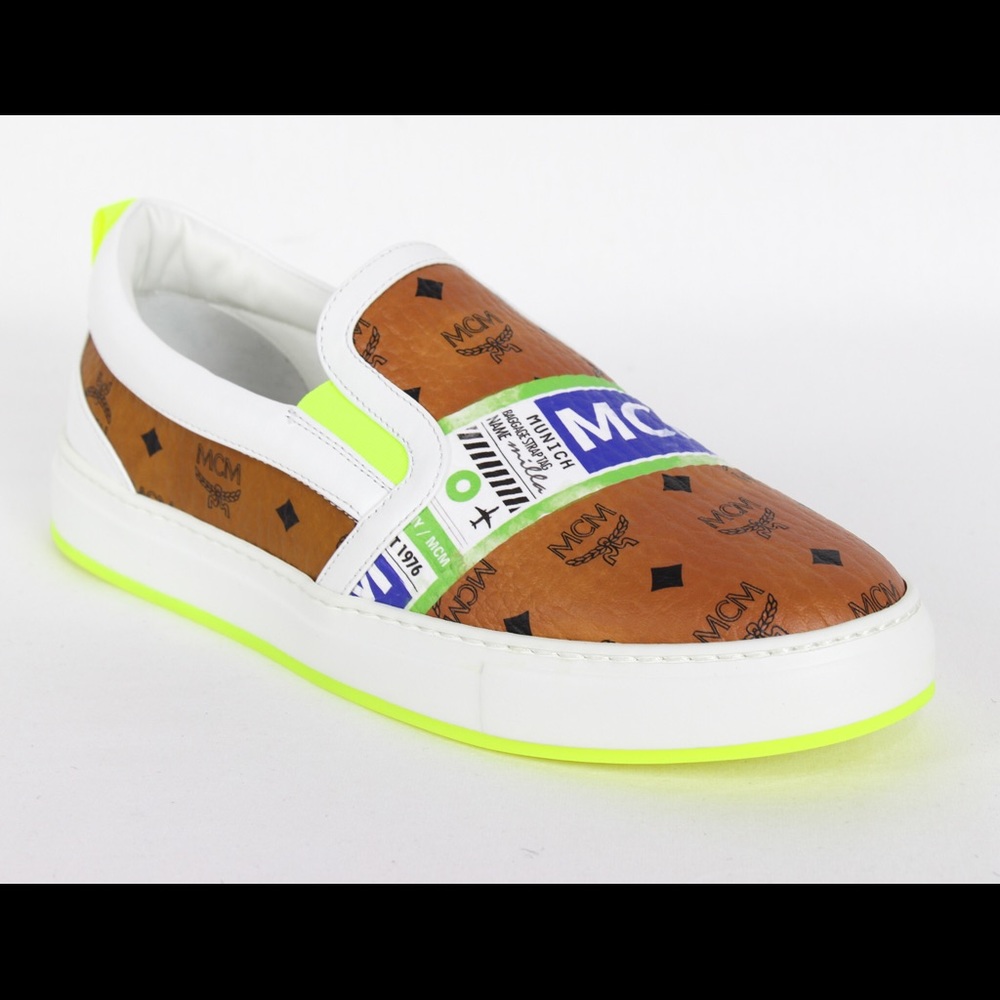 New Women's MCM Cognac Visetos Slip On Sz.41 /US11